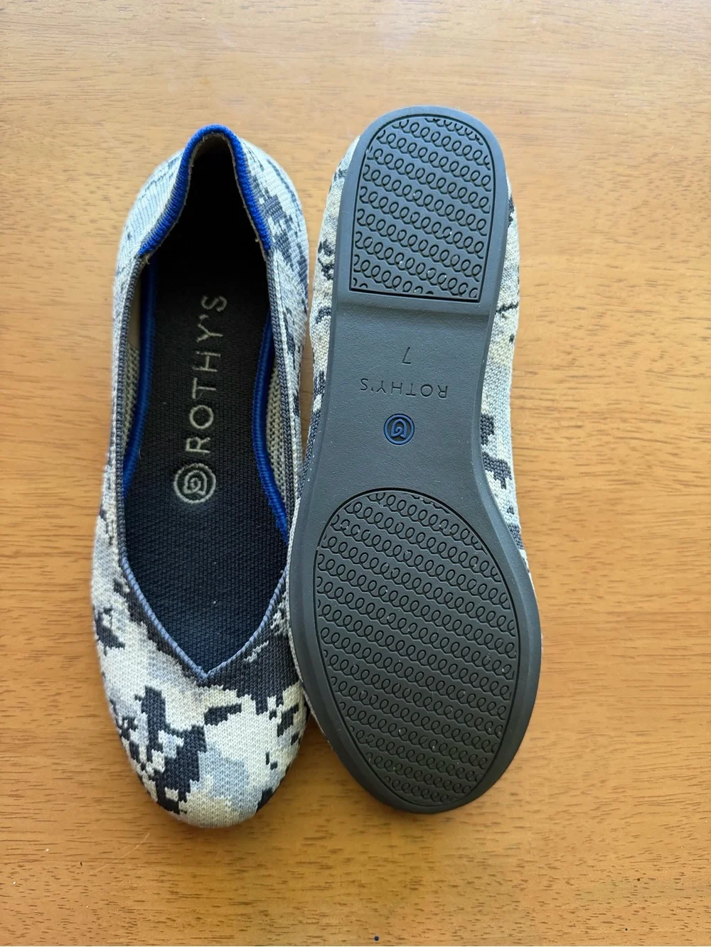 Rothy's Women's Retired Ash Grey Camo The Flat size 7